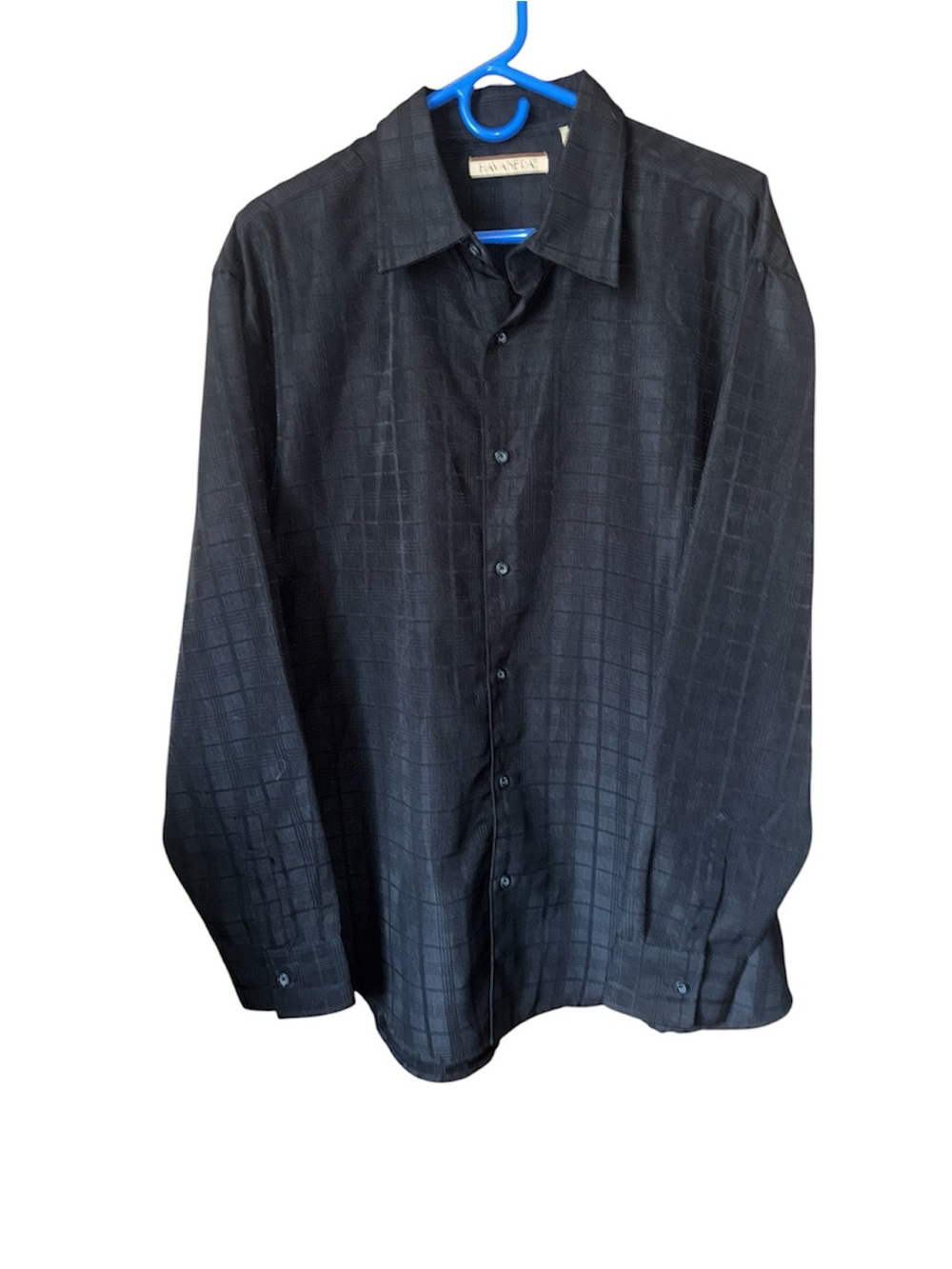 Men's Black Checked Long-Sleeve Button-Down Shirt